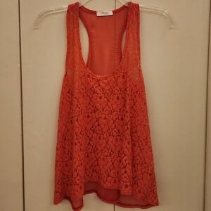 Poetry Clothing red orange lace top small